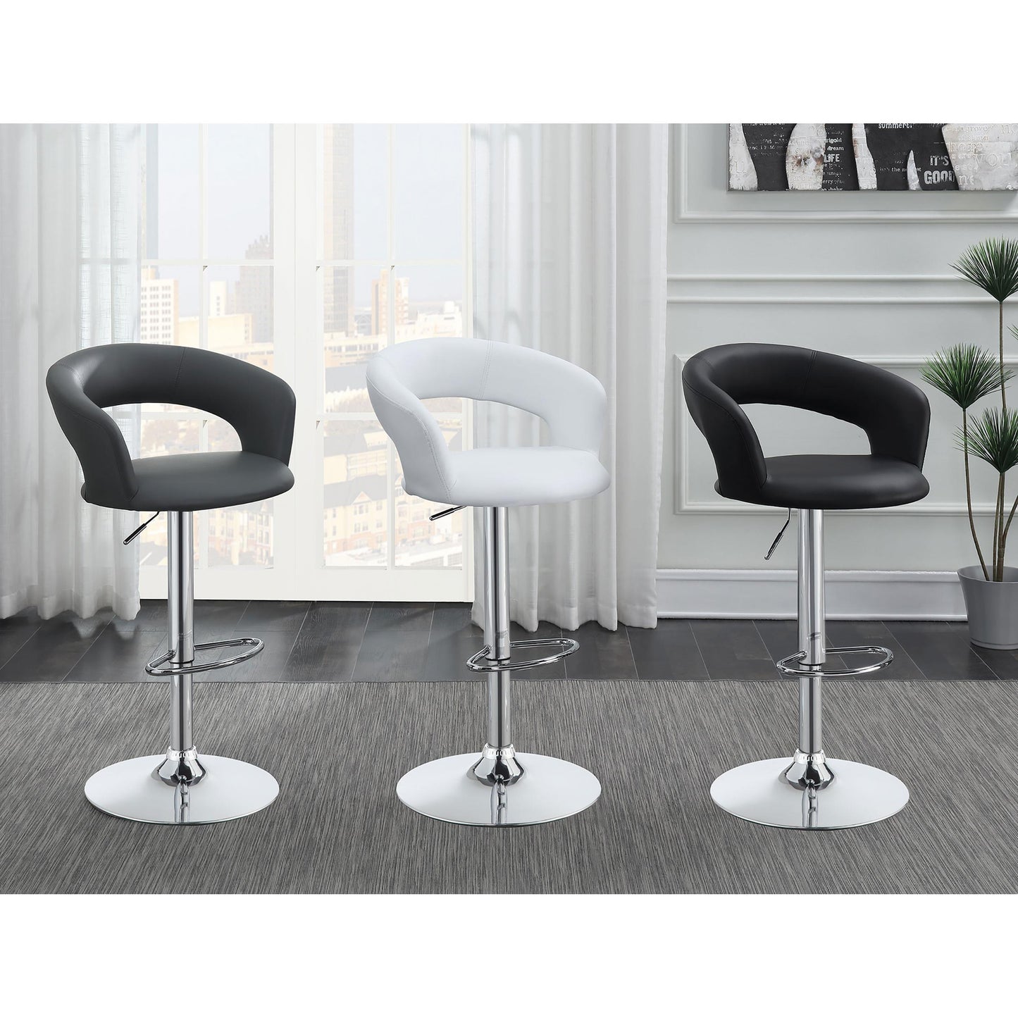 Coaster Furniture Barraza 120346 29" Adjustable Height Bar Stool - Black and Chrome IMAGE 3