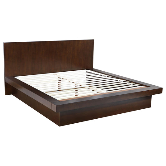 Coaster Furniture Jessica 200711KE Wood Eastern King LED Panel Bed - Cappuccino IMAGE 1