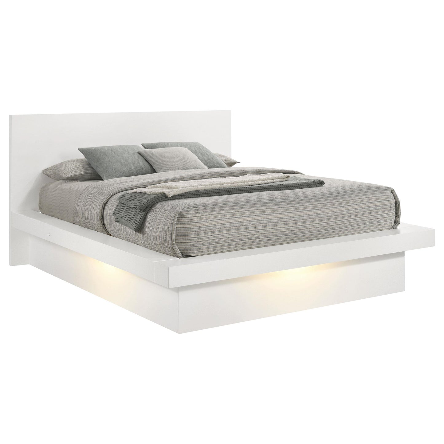 Coaster Furniture Jessica 202990Q Wood Queen LED Panel Bed - Snow White IMAGE 2