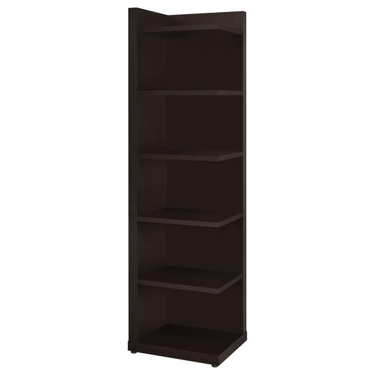 Coaster Furniture Alder 800270 71-inch 6-shelf Corner Bookcase - Cappuccino IMAGE 1