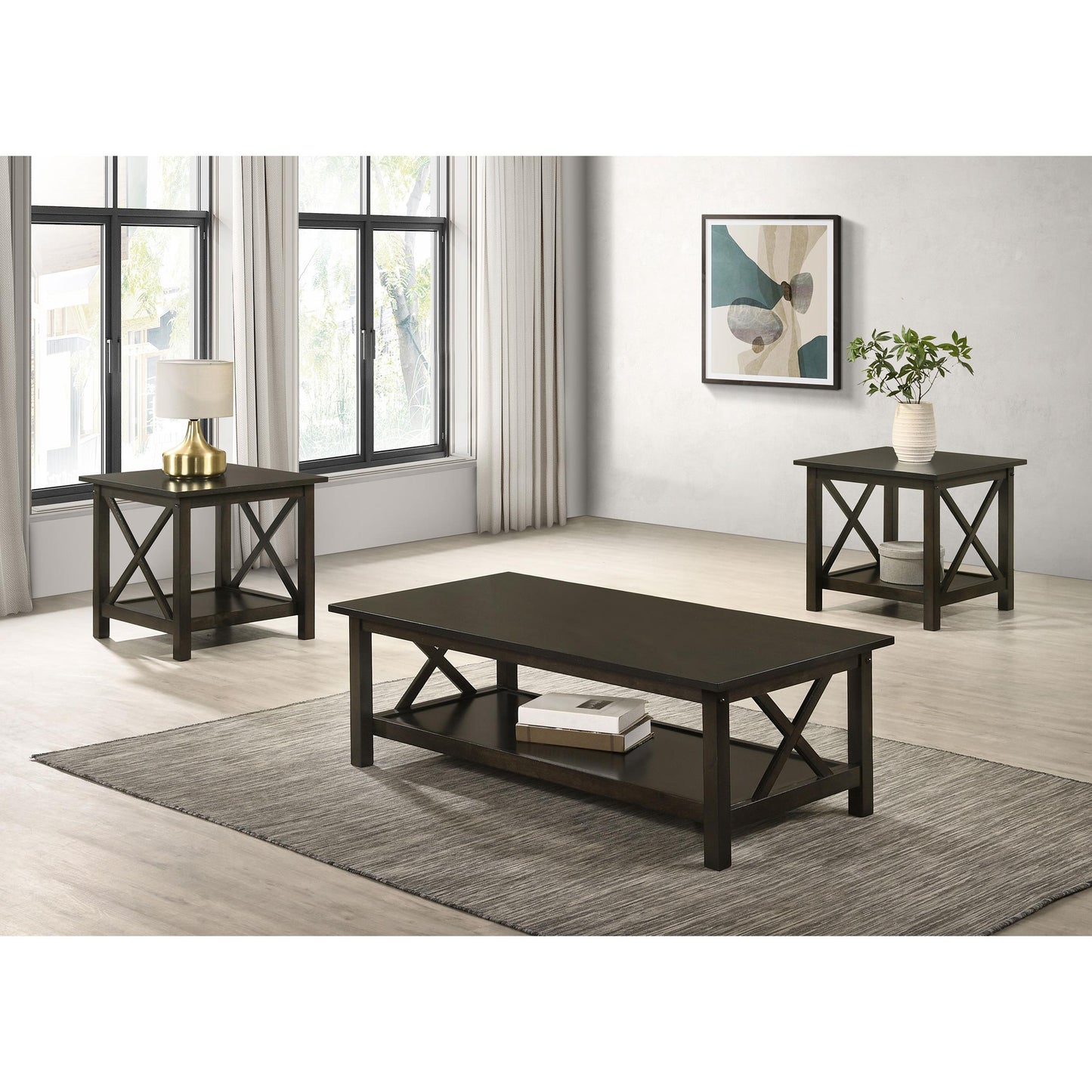 Coaster Furniture Rachelle 5909 3-piece Rectangular Coffee Table Set - Deep Merlot IMAGE 10