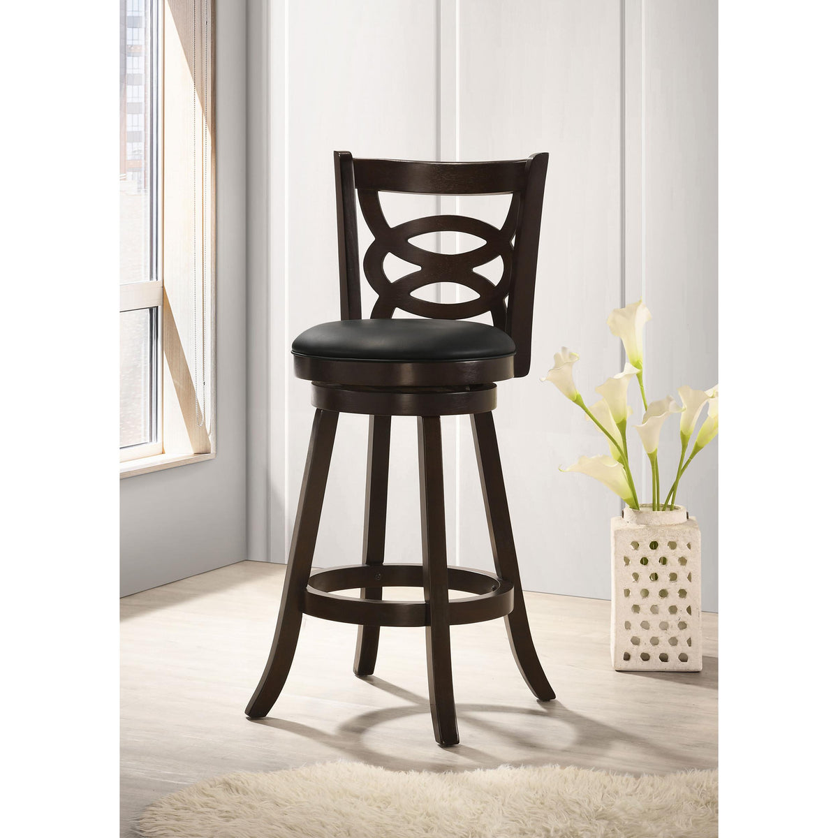 Coaster Furniture Calecita 101930 Wood Swivel Bar Stool - Cappuccino (Set of 2) IMAGE 9