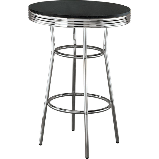 Coaster Furniture Retro 2405 Round 30-inch 1950's Bistro Pub Height Bar Table - Black IMAGE 1