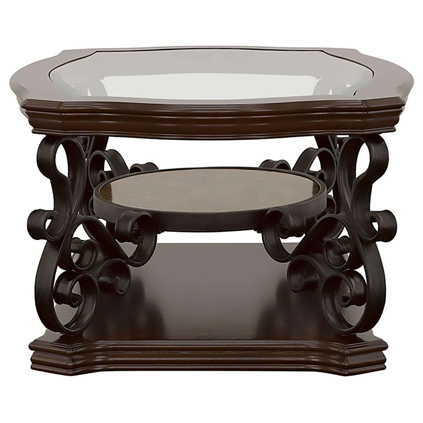 Coaster Furniture Laney 702448 1-shelf Glass Top Rectangular Coffee Table - Deep Merlot IMAGE 5