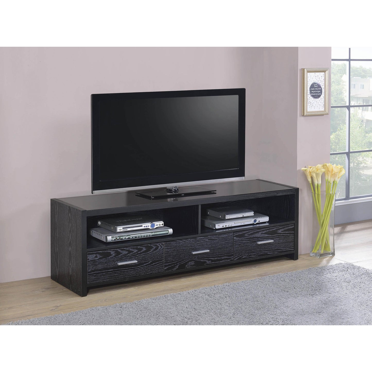Coaster Furniture Alton 700645 3-Drawer Engineered Wood 62" TV Stand - Black Oak IMAGE 9