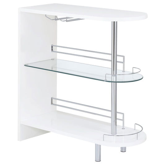 Coaster Furniture Adolfo 101064 Rectangular 2-tier Home Bar Table - White High Gloss IMAGE 1