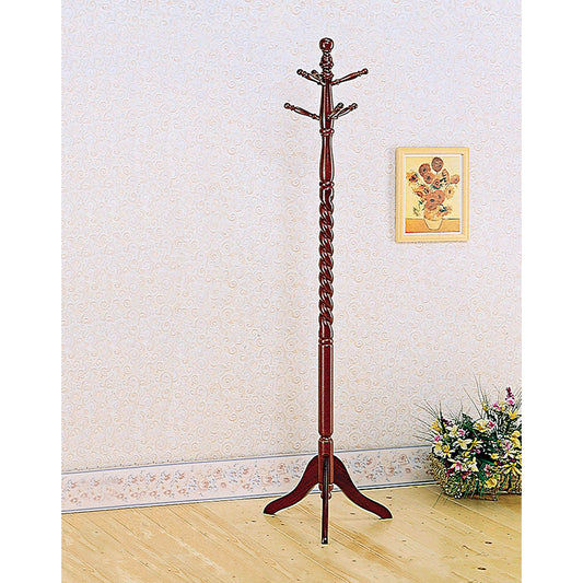 Coaster Furniture Riona 3058 6 Hook Freestanding Wood Coat Rack Hat Hanger - Merlot IMAGE 1