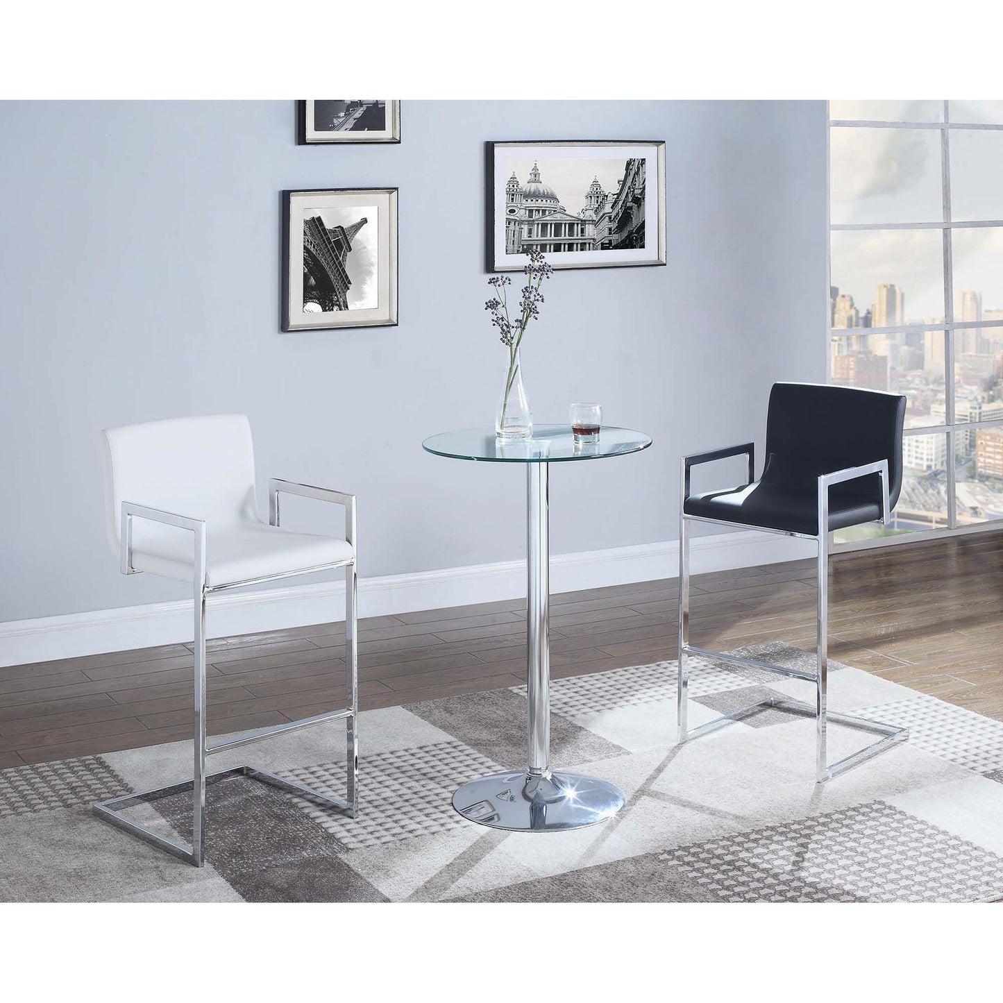 Coaster Furniture Abiline 120341 Round 24-inch Glass Top Bistro Bar Table - Chrome IMAGE 3