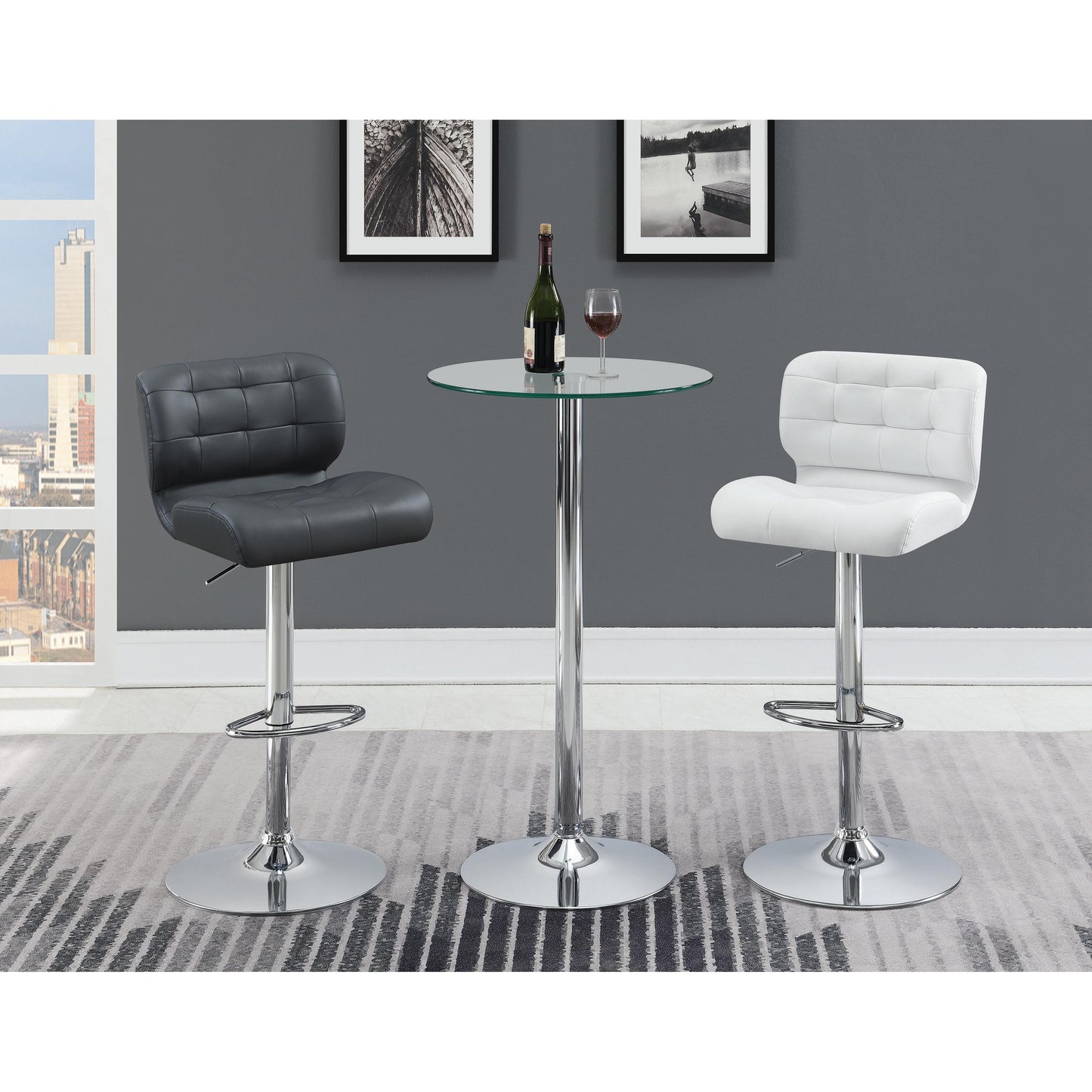 Coaster Furniture Abiline 120341 Round 24-inch Glass Top Bistro Bar Table - Chrome IMAGE 4