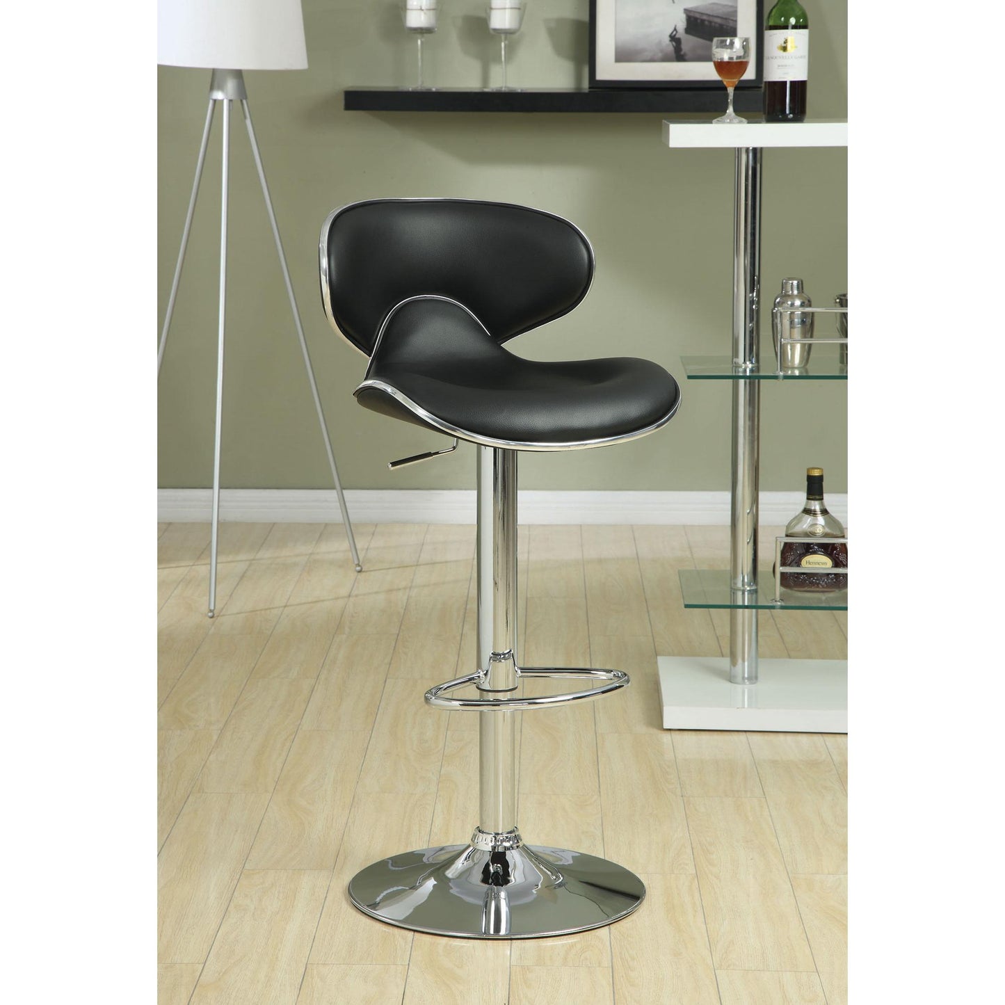 Coaster Furniture Edenton 120359 Upholstered Adjustable Bar Stool - Black (Set of 2) IMAGE 2