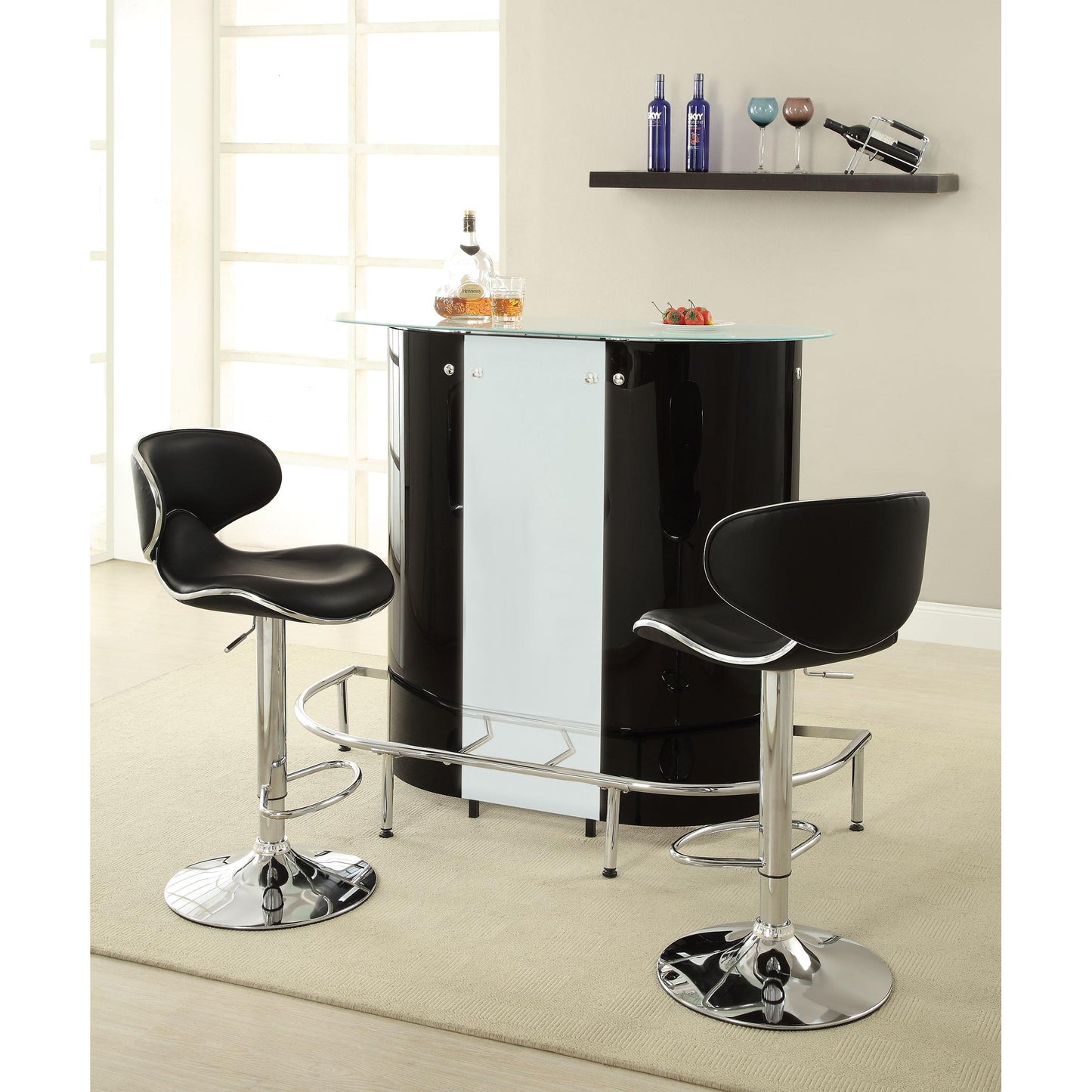 Coaster Furniture Edenton 120359 Upholstered Adjustable Bar Stool - Black (Set of 2) IMAGE 3