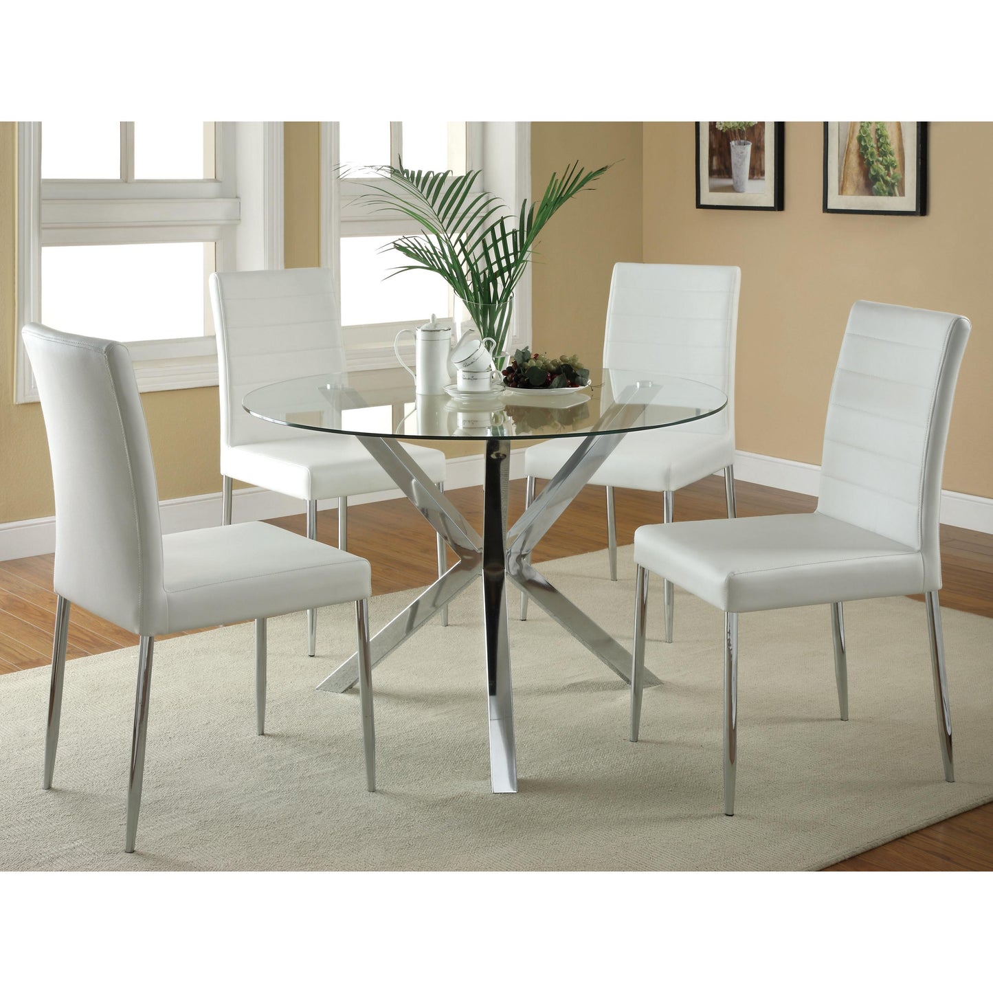 Coaster Furniture Vance 120760 Round 41-inch Glass Top Asterisk Dining Table - Chrome IMAGE 4