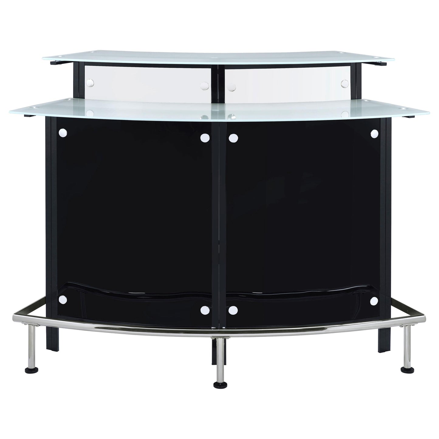 Coaster Furniture Keystone 100139 Curved Glass Top Home Bar Wine Cabinet - Black IMAGE 2