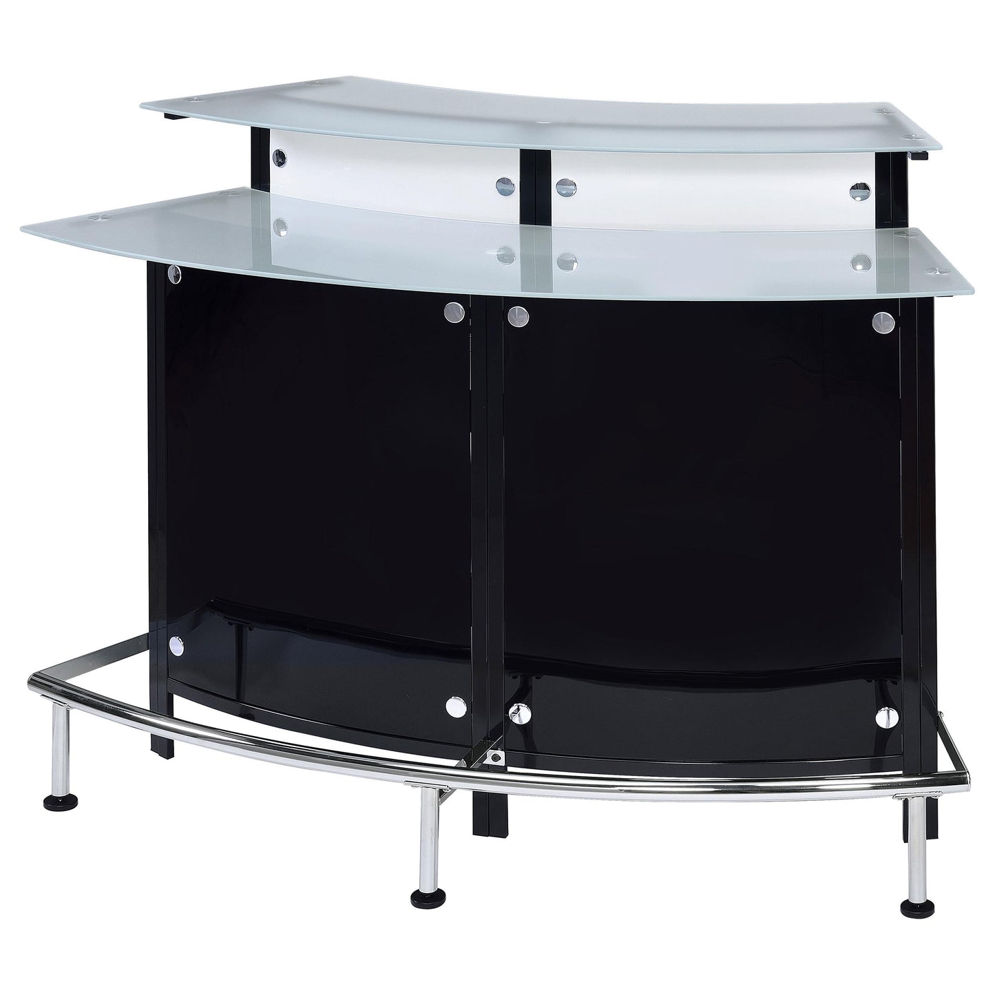 Coaster Furniture Keystone 100139 Curved Glass Top Home Bar Wine Cabinet - Black IMAGE 3