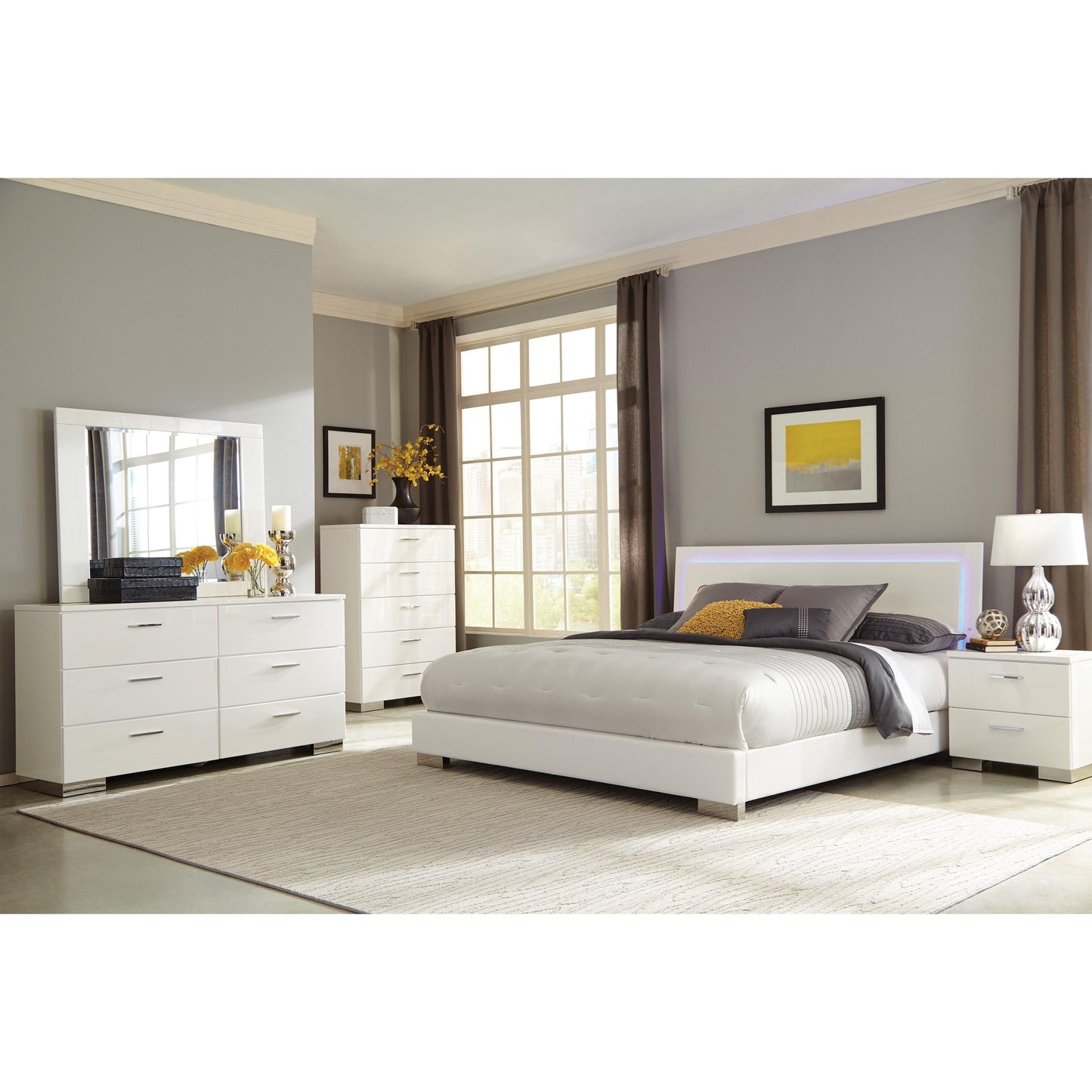 Coaster Furniture Felicity 203504 Dresser Mirror - White High Gloss IMAGE 3