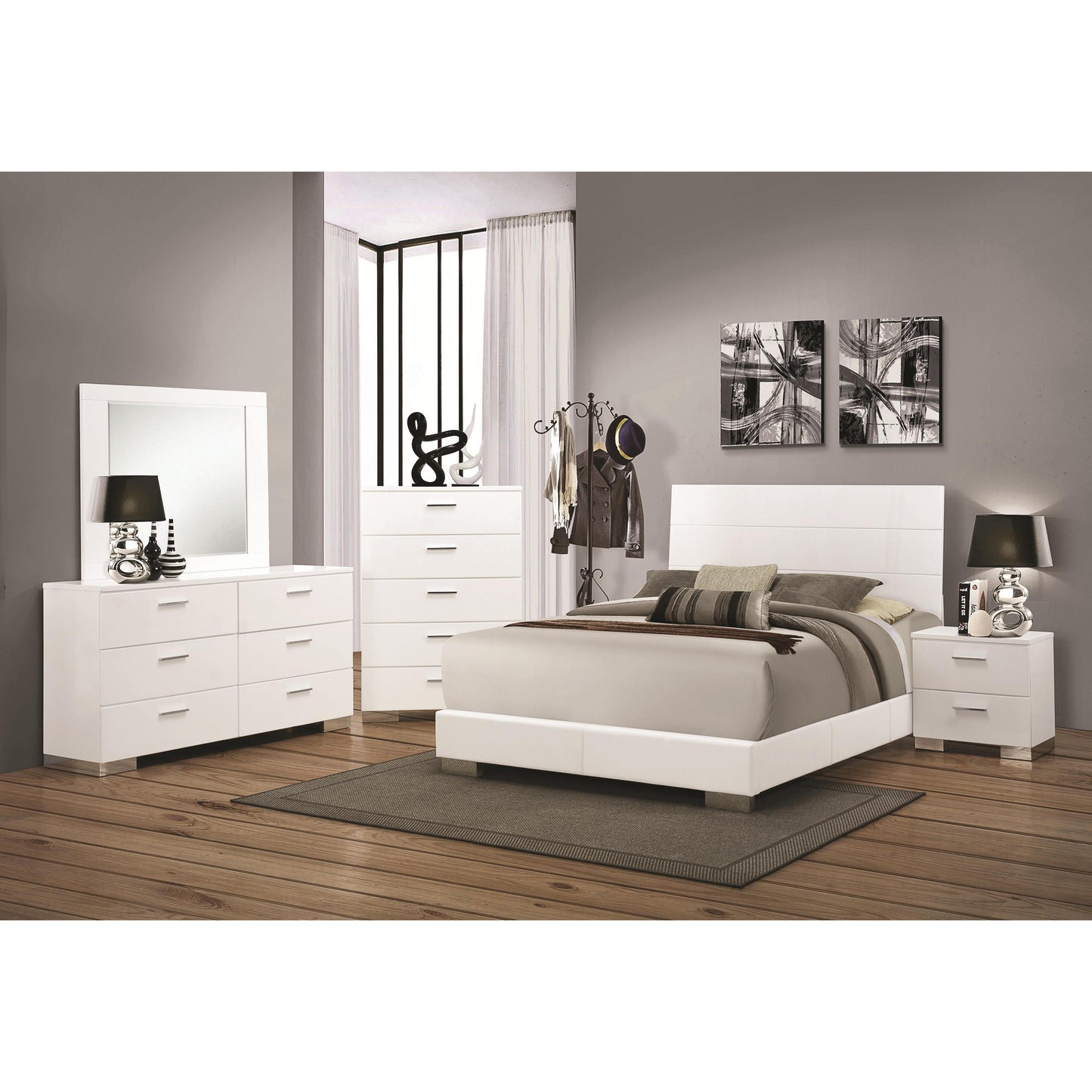 Coaster Furniture Felicity 203504 Dresser Mirror - White High Gloss IMAGE 4