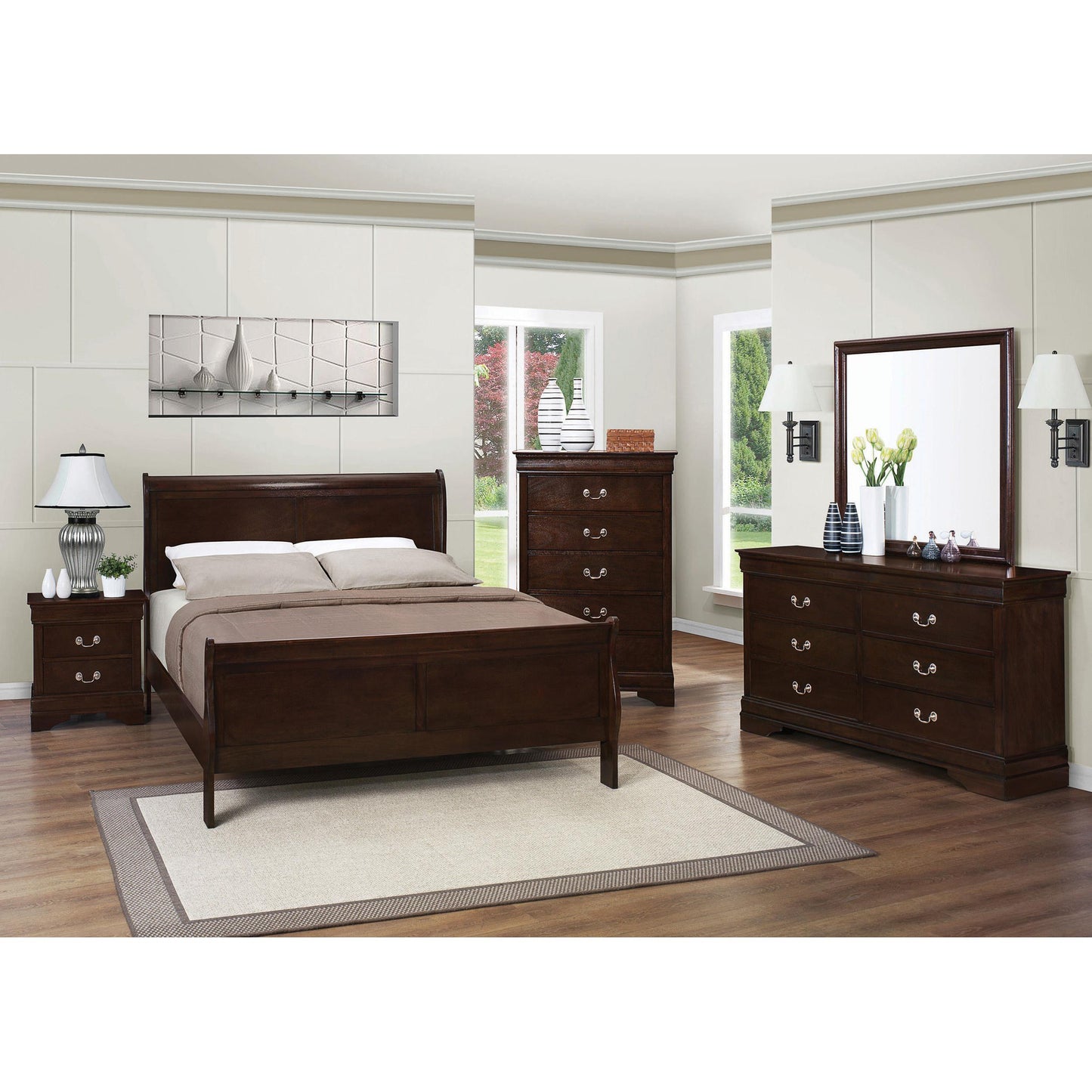Coaster Furniture Louis Philippe 202411Q Wood Queen Sleigh Bed - Cappuccino IMAGE 7