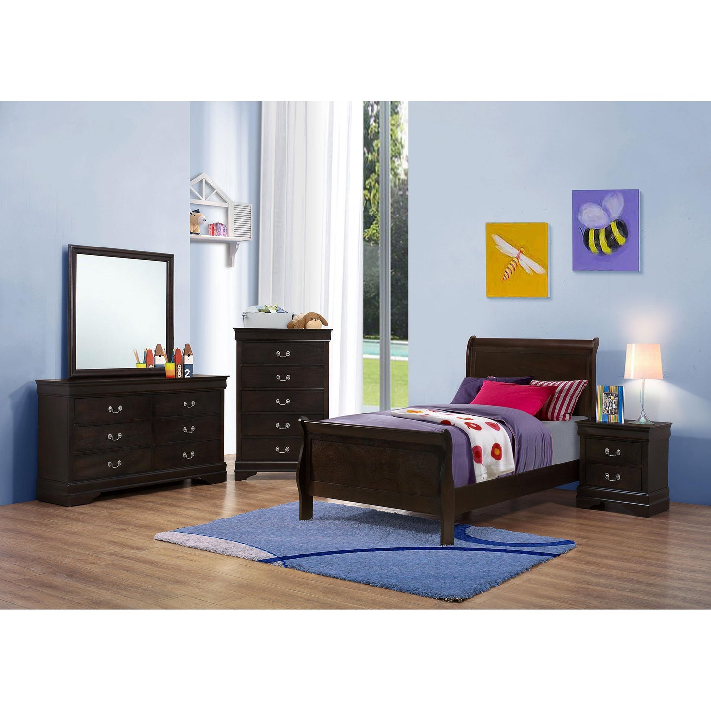 Coaster Furniture Louis Philippe 202411T Wood Twin Sleigh Bed - Cappuccino IMAGE 7