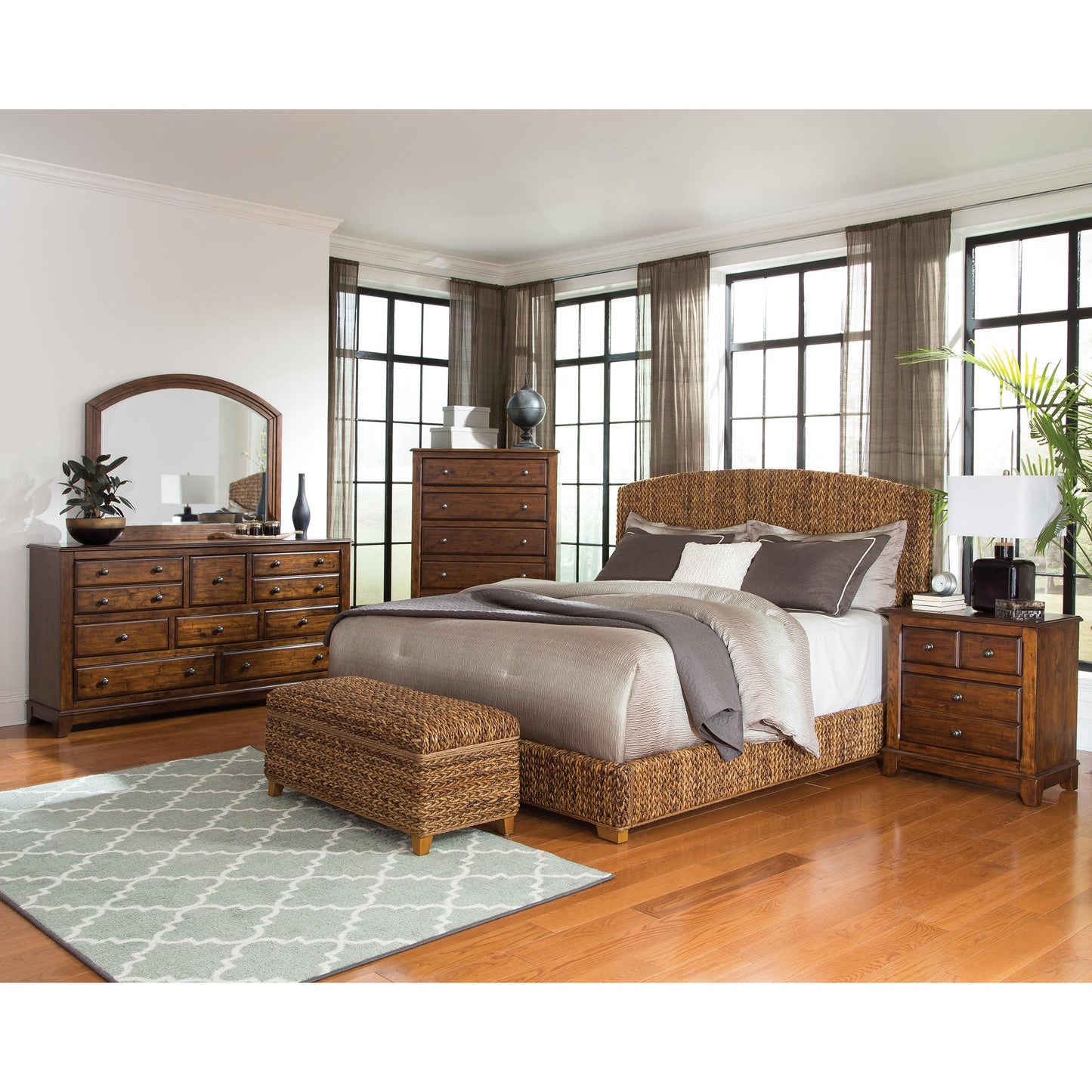 Coaster Furniture Laughton 300501Q Banana Leaf Queen Panel Bed - Amber IMAGE 6