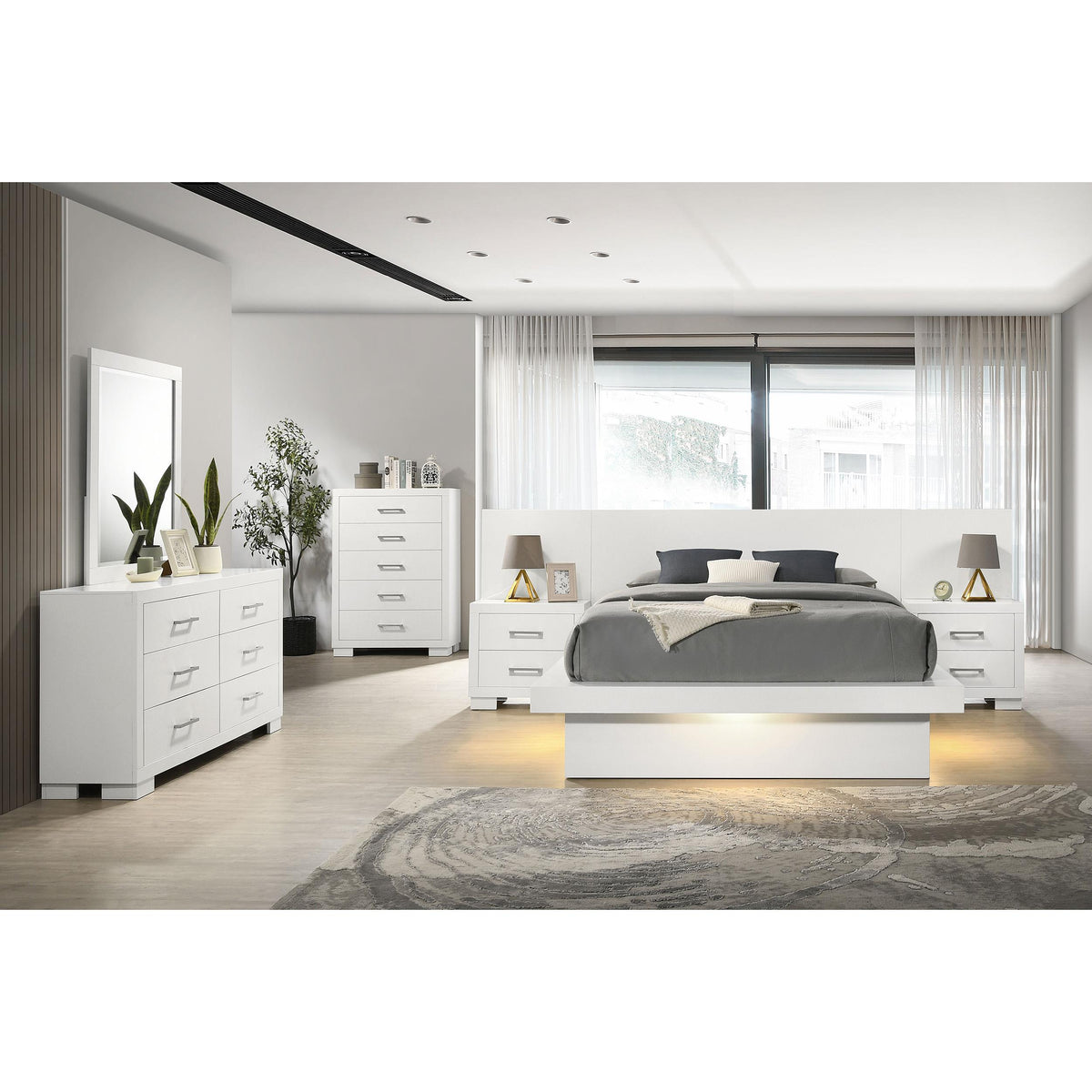 Coaster Furniture Jessica 202990KE Wood Eastern King LED Panel Bed - Snow White IMAGE 5