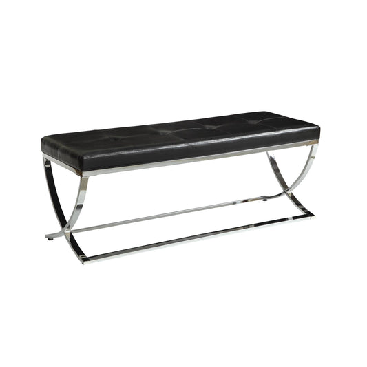 Coaster Furniture Walton 501156 Leatherette Upholstered Tufted Accent Bench - Black IMAGE 1