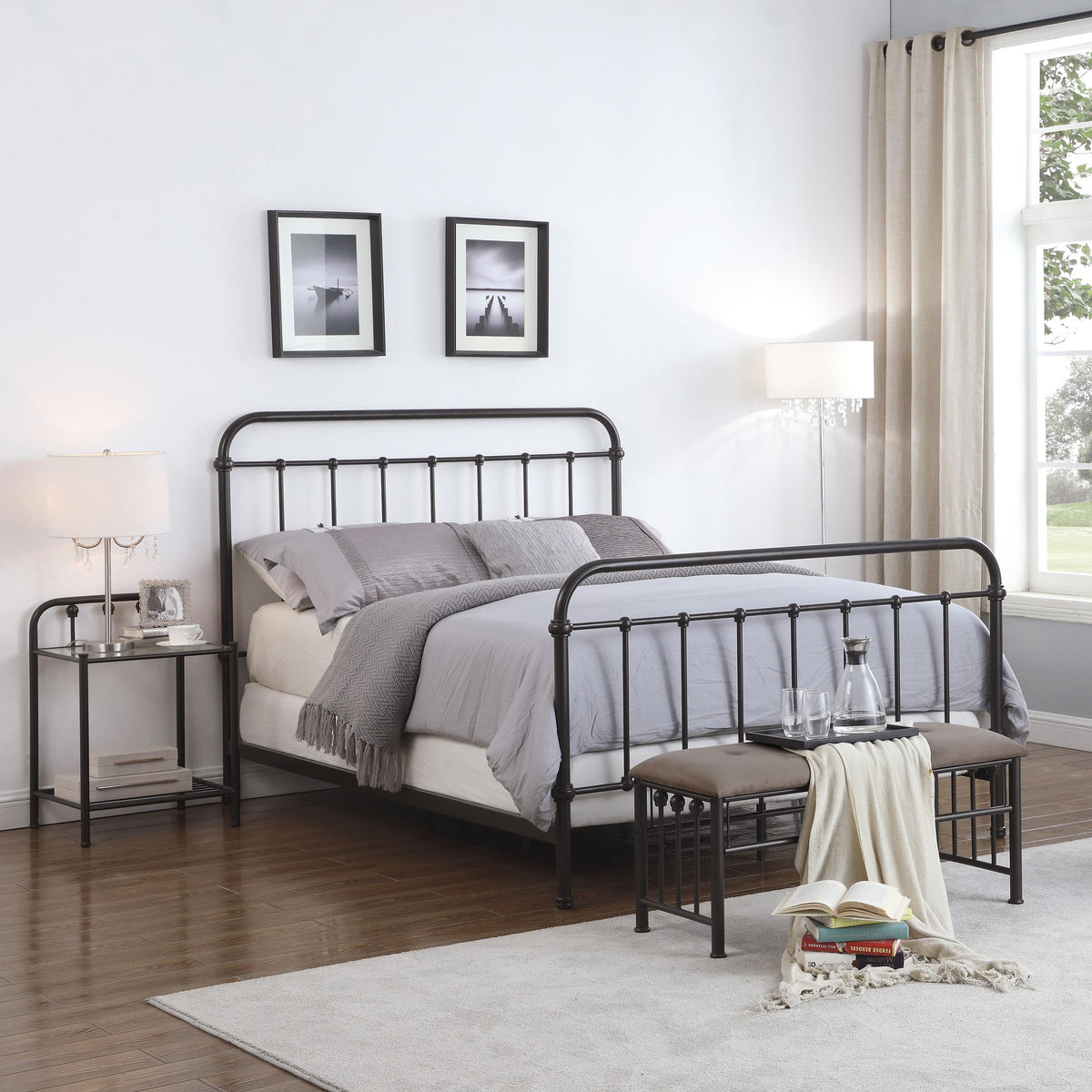 Coaster Furniture Livingston 300399KE Metal Eastern King Open Frame Bed - Dark Bronze IMAGE 9
