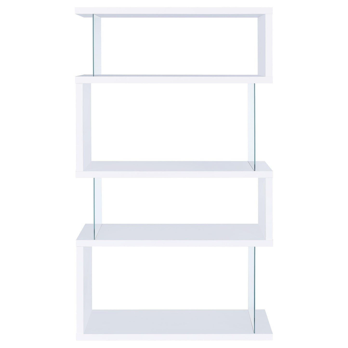 Coaster Furniture Emelle 800300 63-inch 4-shelf Glass Panel Bookshelf - White IMAGE 2