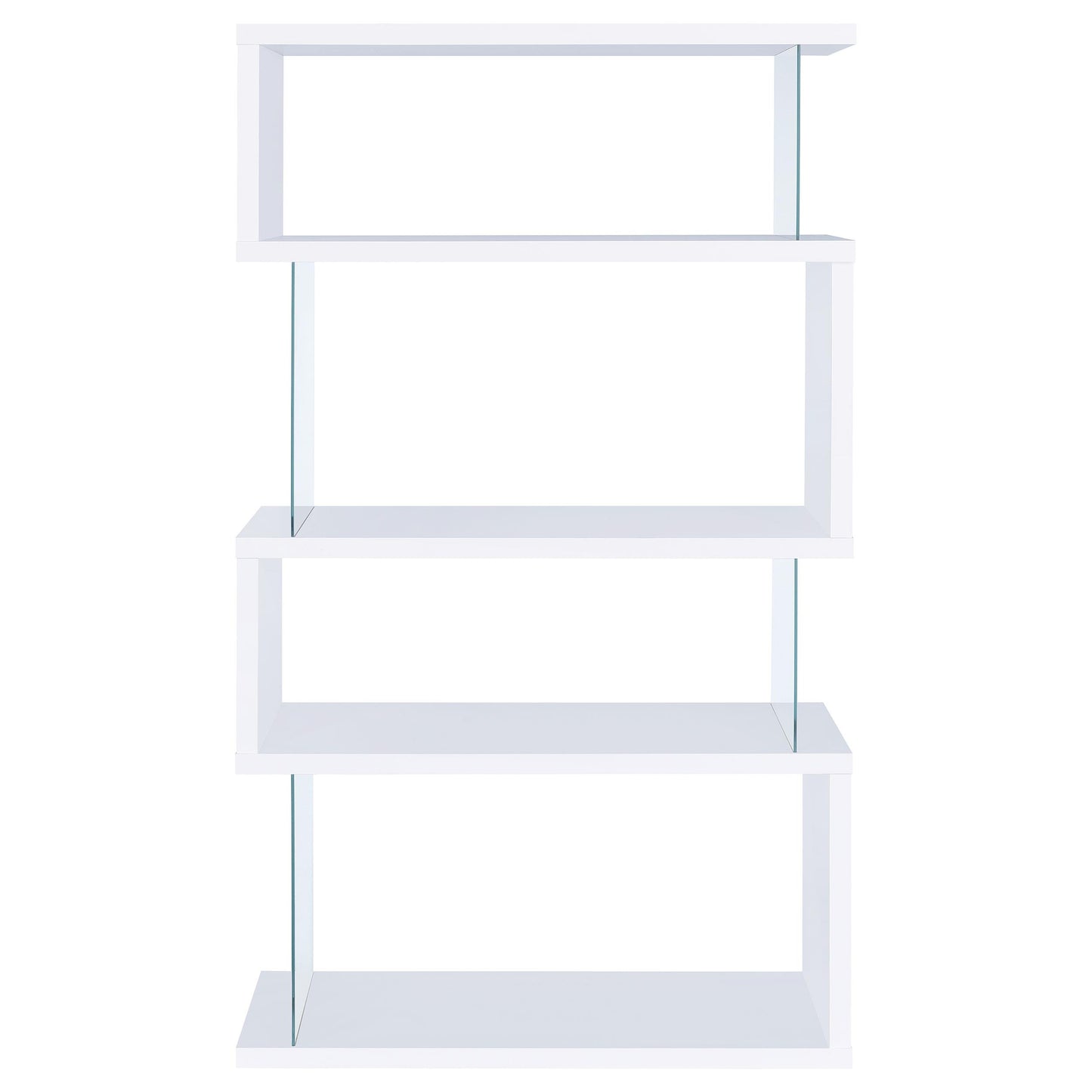 Coaster Furniture Emelle 800300 63-inch 4-shelf Glass Panel Bookshelf - White IMAGE 5