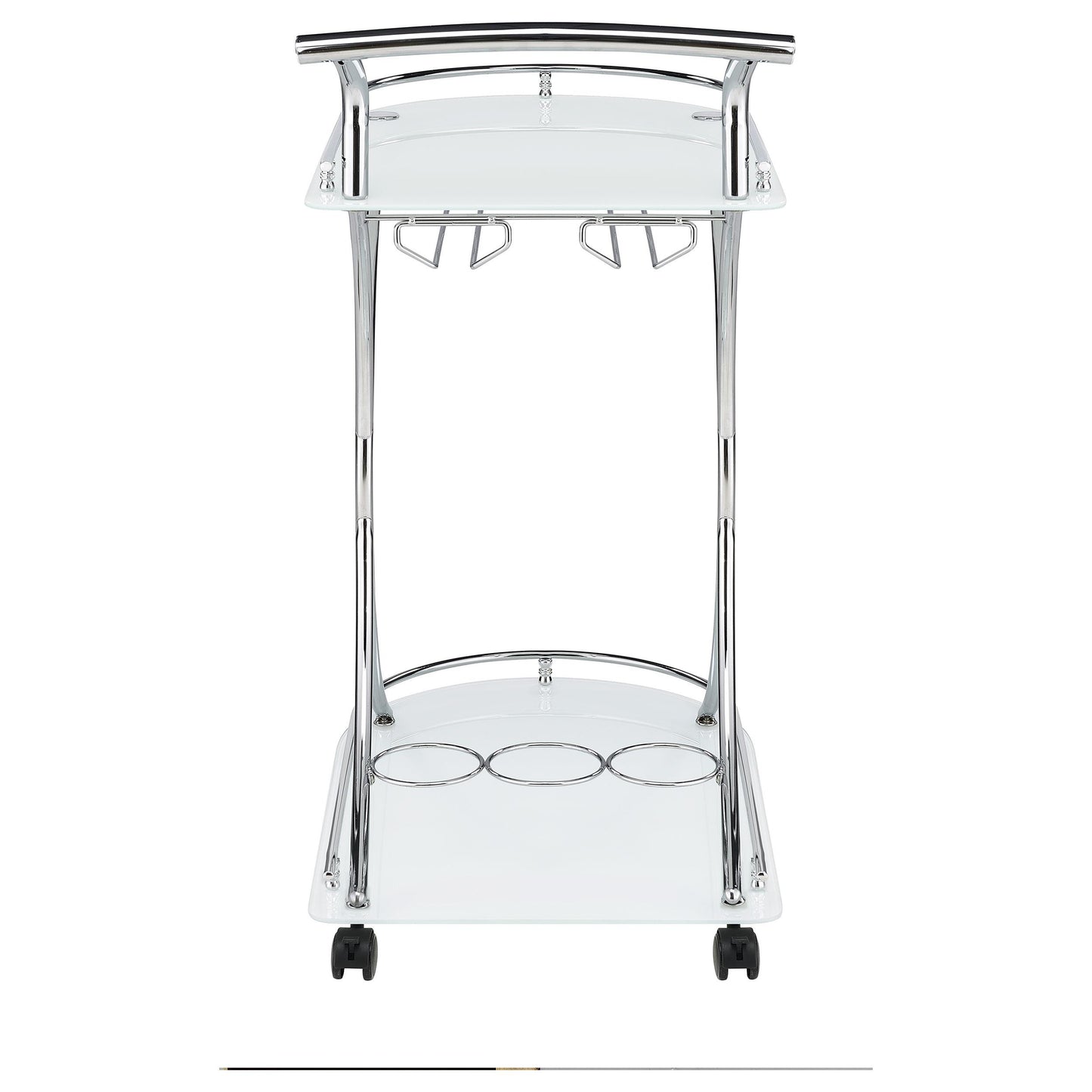 Coaster Furniture Elfman 910002 2-tier Glass Shelf Metal Bar Cart - White and Chrome IMAGE 6