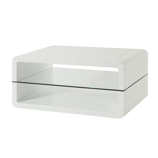 Coaster Furniture Elana 703268 1-shelf Rectangular Coffee Table - White High Gloss IMAGE 1