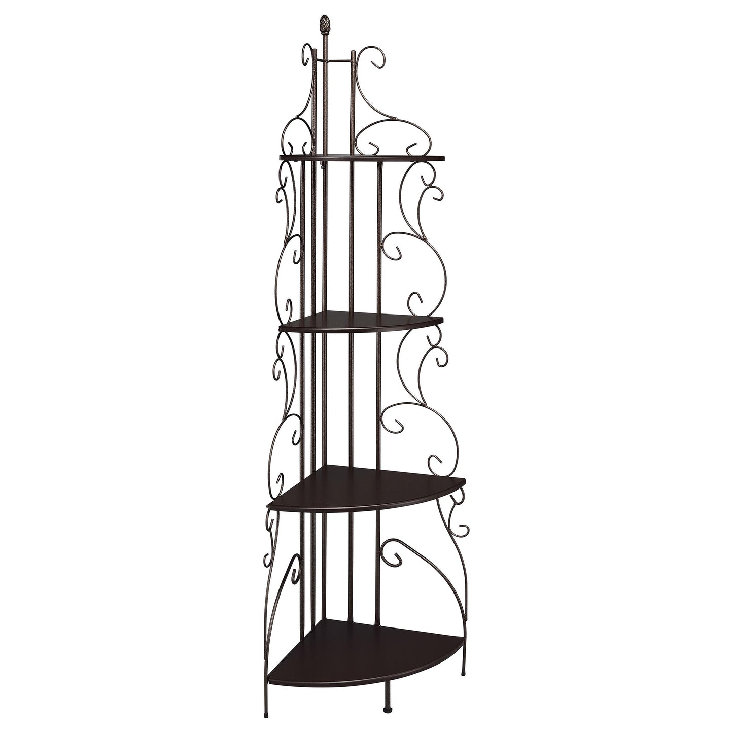 Coaster Furniture Poppy 910038 74-inch 4-shelf Corner Bookshelf - Copper and Cappuccino IMAGE 1