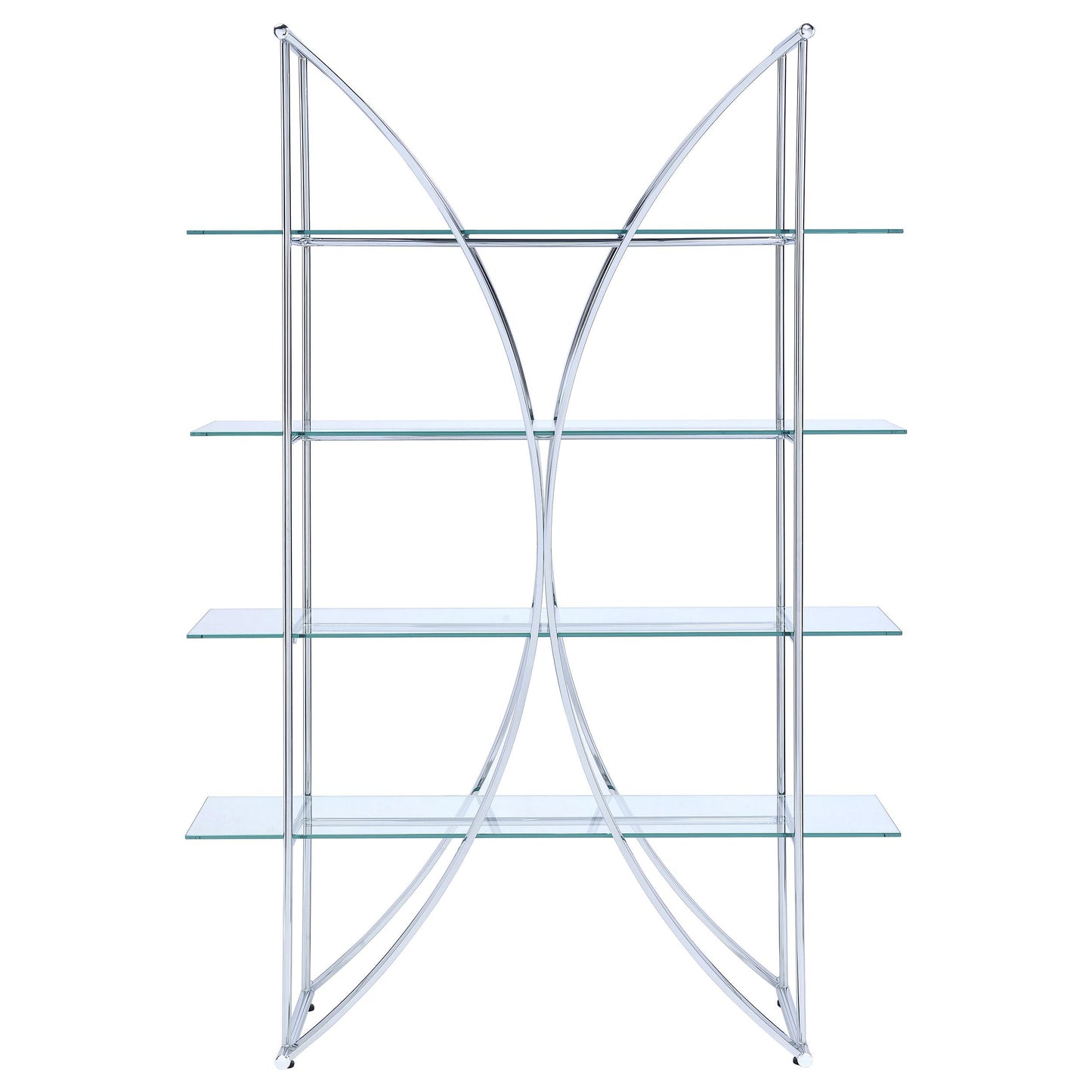 Coaster Furniture Larson 910050 73-inch 4-shelf Glass Bookshelf - Chrome IMAGE 2