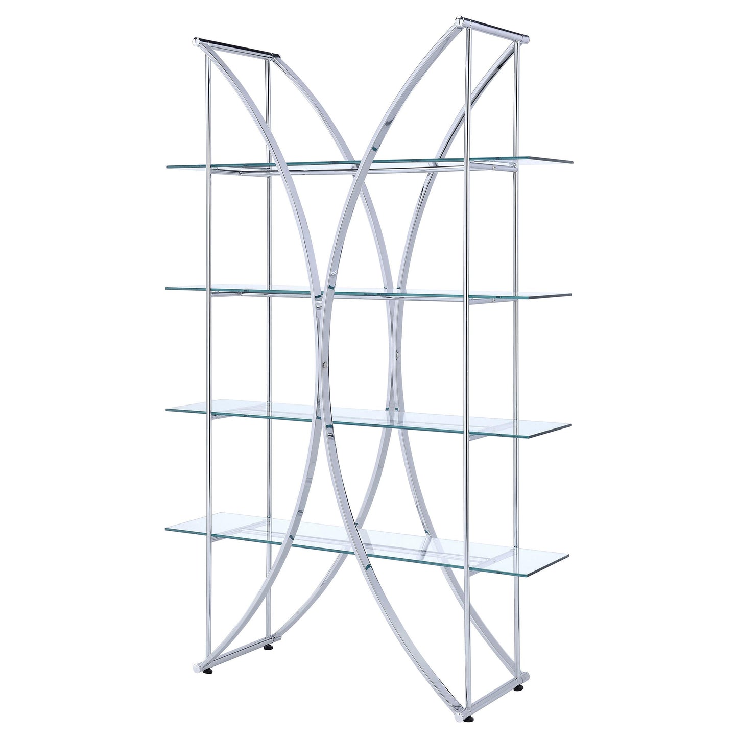 Coaster Furniture Larson 910050 73-inch 4-shelf Glass Bookshelf - Chrome IMAGE 3