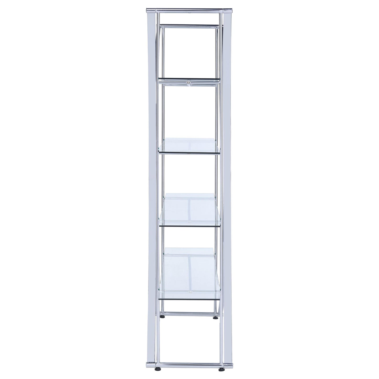 Coaster Furniture Larson 910050 73-inch 4-shelf Glass Bookshelf - Chrome IMAGE 4