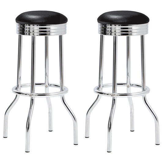 Coaster Furniture Retro 2408 Upholstered Metal Swivel Bar Stool - Black (Set of 2) IMAGE 1