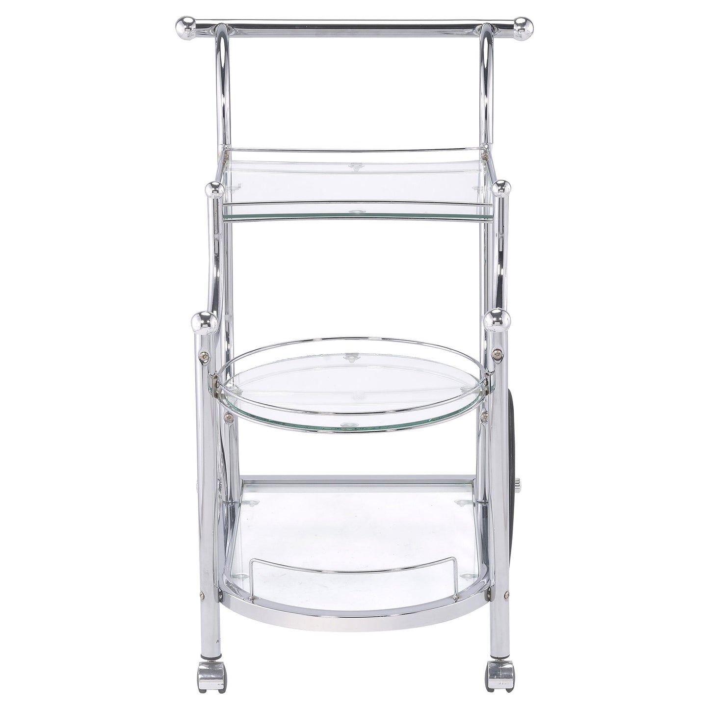 Coaster Furniture Sarandon 910076 3-tier Glass Shelf Metal Bar Cart - Chrome IMAGE 2