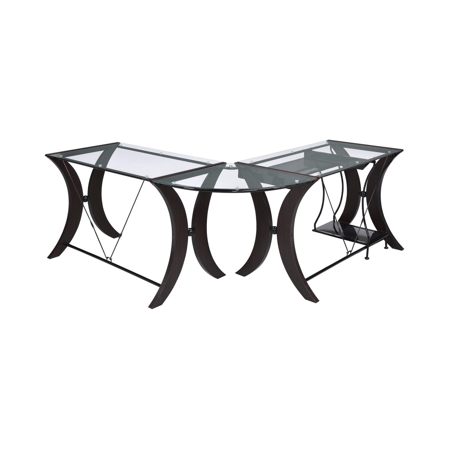 Coaster Furniture Monterey 800446 67-inch Glass Top L-Shape Computer Desk - Cappuccino IMAGE 6