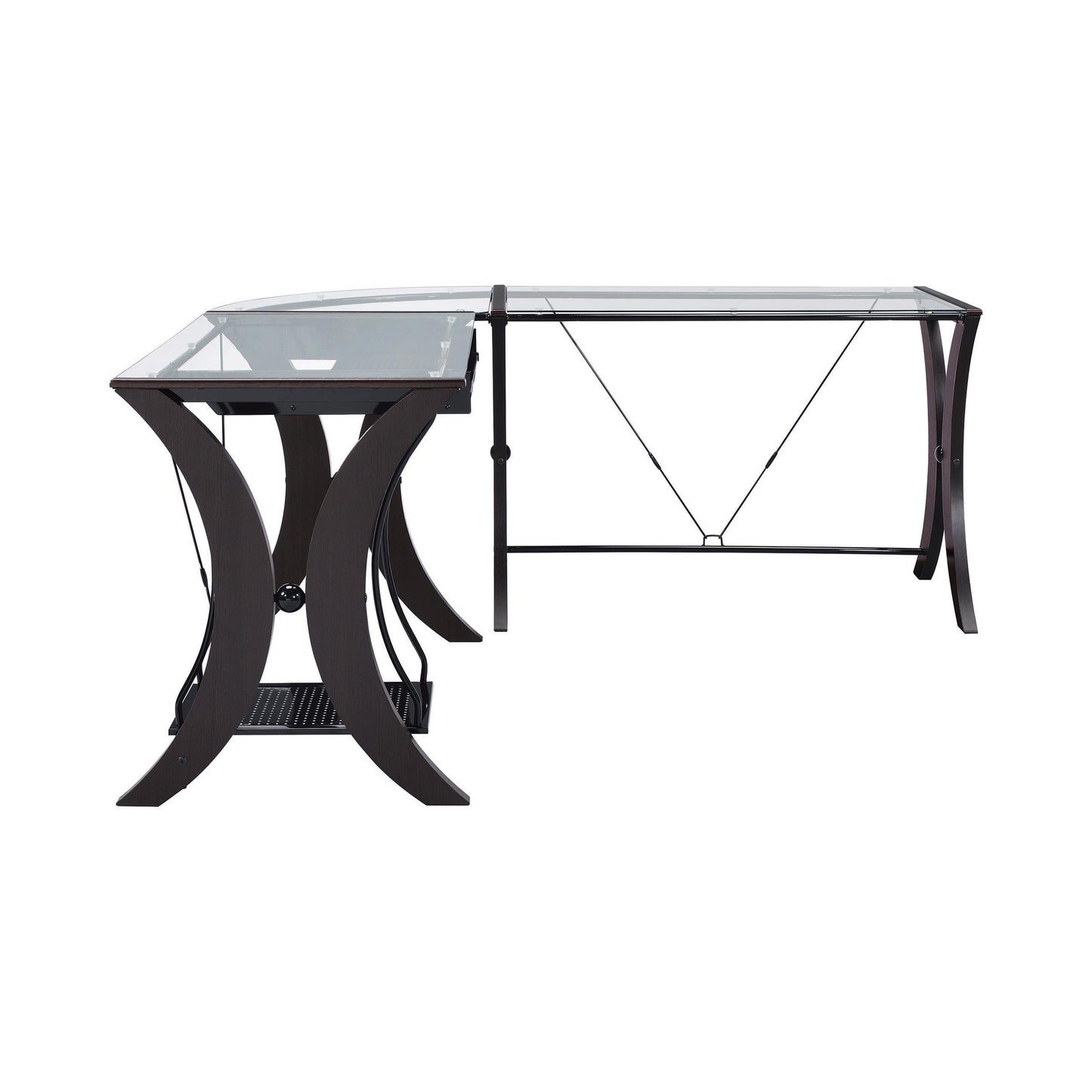 Coaster Furniture Monterey 800446 67-inch Glass Top L-Shape Computer Desk - Cappuccino IMAGE 7