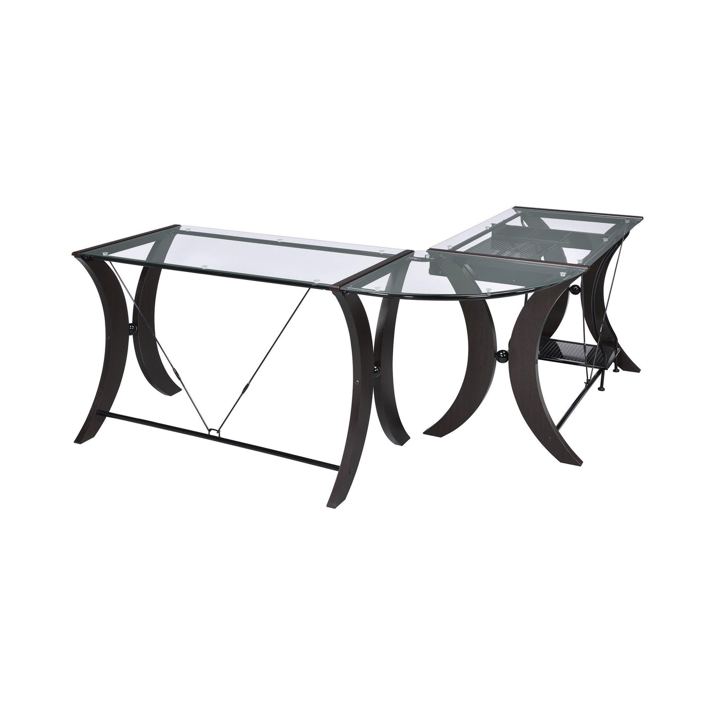 Coaster Furniture Monterey 800446 67-inch Glass Top L-Shape Computer Desk - Cappuccino IMAGE 8