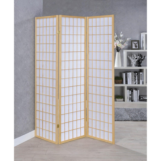 Coaster Furniture Carrie 4621 3-Panel Room Divider Folding Shoji Screen - Natural IMAGE 1