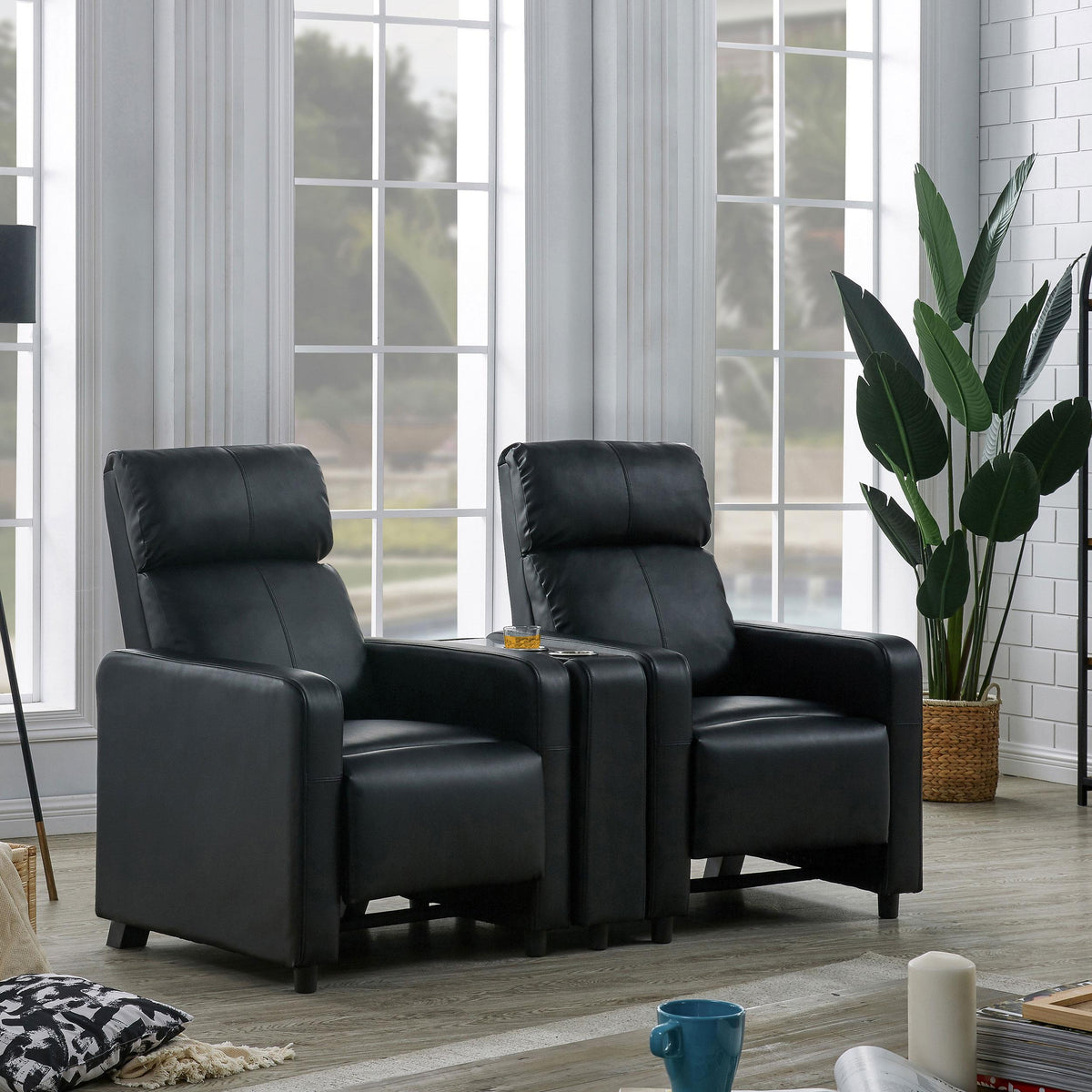 Coaster Furniture Toohey 600182 Upholstered Home Theater Storage Wedge Console - Black IMAGE 4