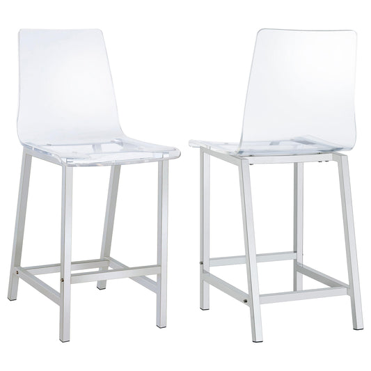 Coaster Furniture Juelia 100265 Clear Acrylic Counter Chair - Chrome (Set of 2) IMAGE 1