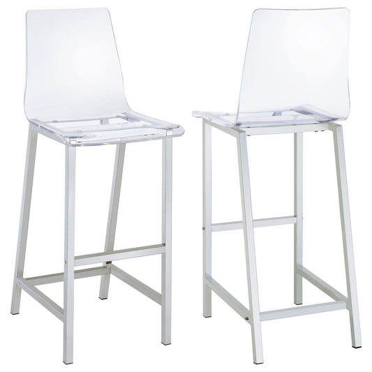 Coaster Furniture Juelia 100295 Clear Acrylic Bar Chair - Chrome (Set of 2) IMAGE 1