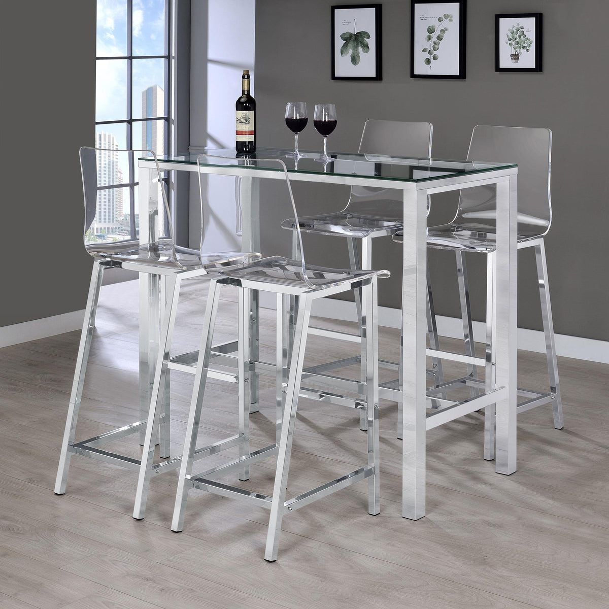 Coaster Furniture Juelia 100295 Clear Acrylic Bar Chair - Chrome (Set of 2) IMAGE 11