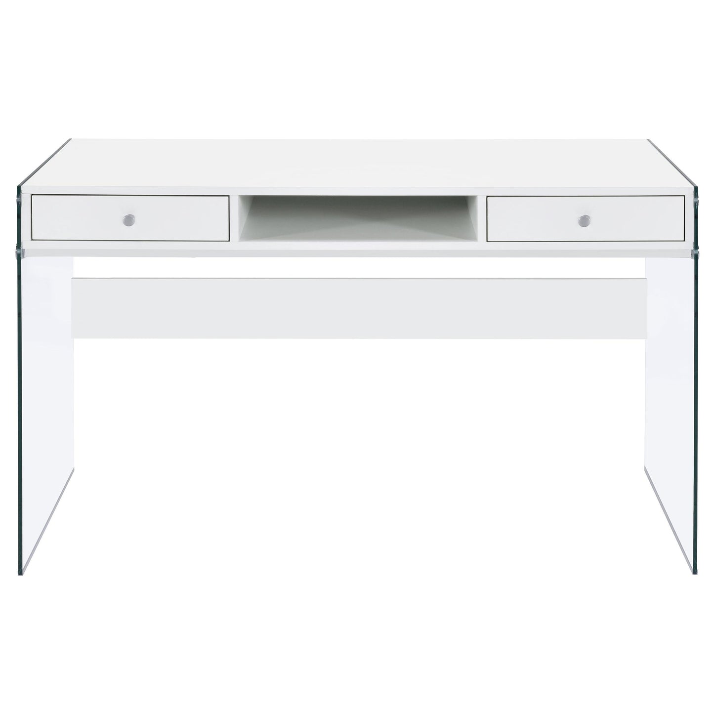 Coaster Furniture Dobrev 800829 48-inch 2-Drawer Writing Desk - White High Gloss IMAGE 3