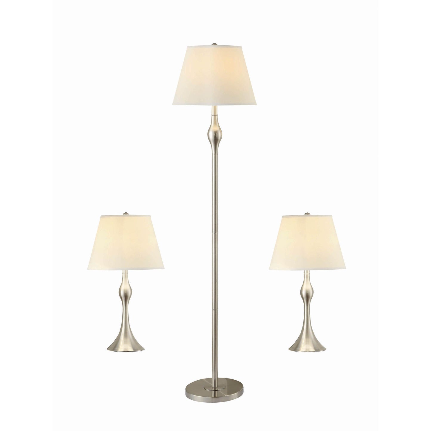 Coaster Furniture Griffin 901235 3-piece Floor and Table Lamp Set - Brushed Nickel IMAGE 1