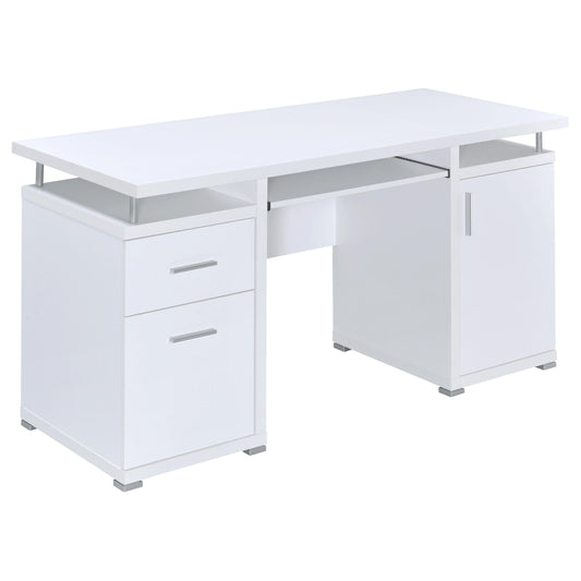 Coaster Furniture Tracy 800108 55-inch 2-Drawer Office Computer Desk - White IMAGE 1