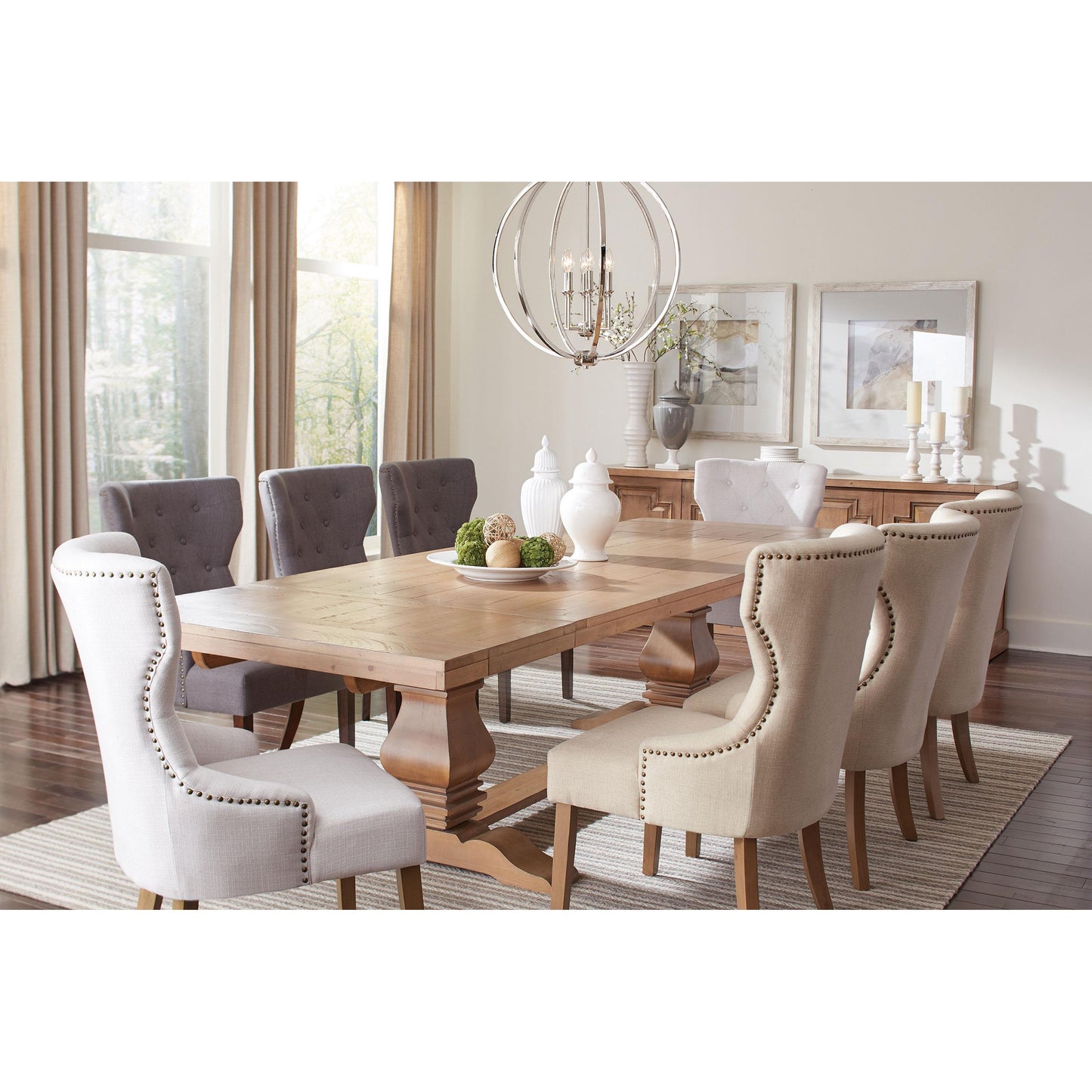 Coaster Furniture Baney 104507 Tufted Upholstered Dining Chair - Beige and Rustic Grey IMAGE 11