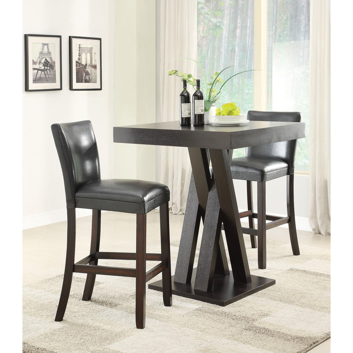 Coaster Furniture Alberton 100056 Leatherette Upholstered Bar Chair - Black (Set of 2) IMAGE 3