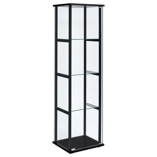 Coaster Furniture Cyclamen 950171 4-shelf Clear Glass Curio Display Cabinet - Black IMAGE 1
